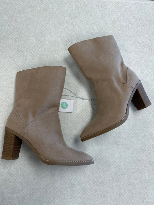 BOOTS ANKLE HEELS by UNIVERSAL THREAD In TAUPE, Size: 8.5