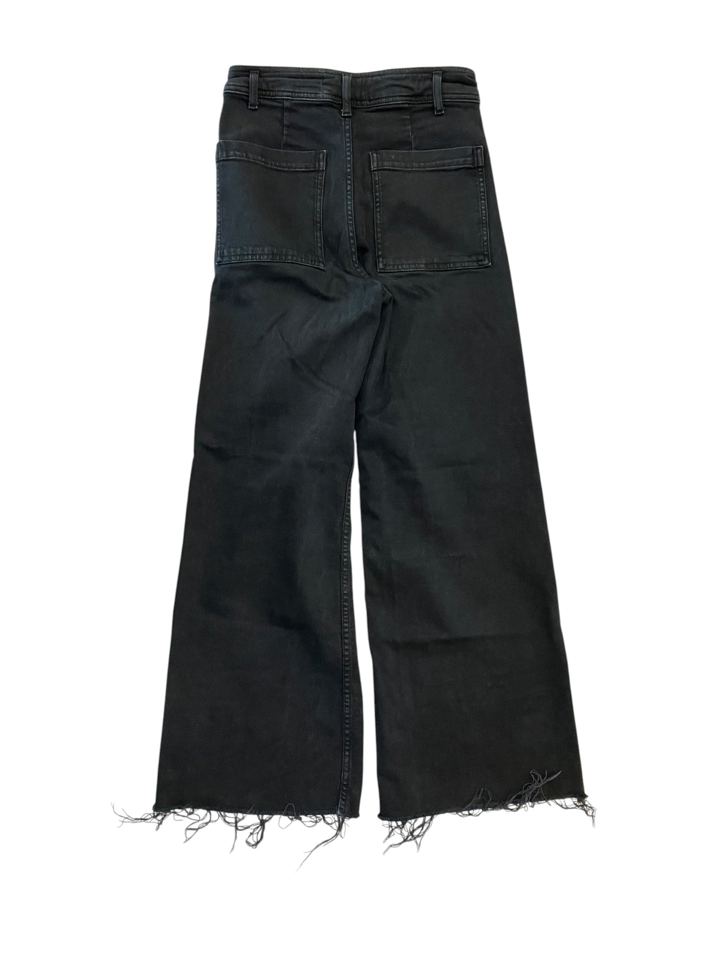 Jeans Wide Leg By Zara In Black Denim, Size:4