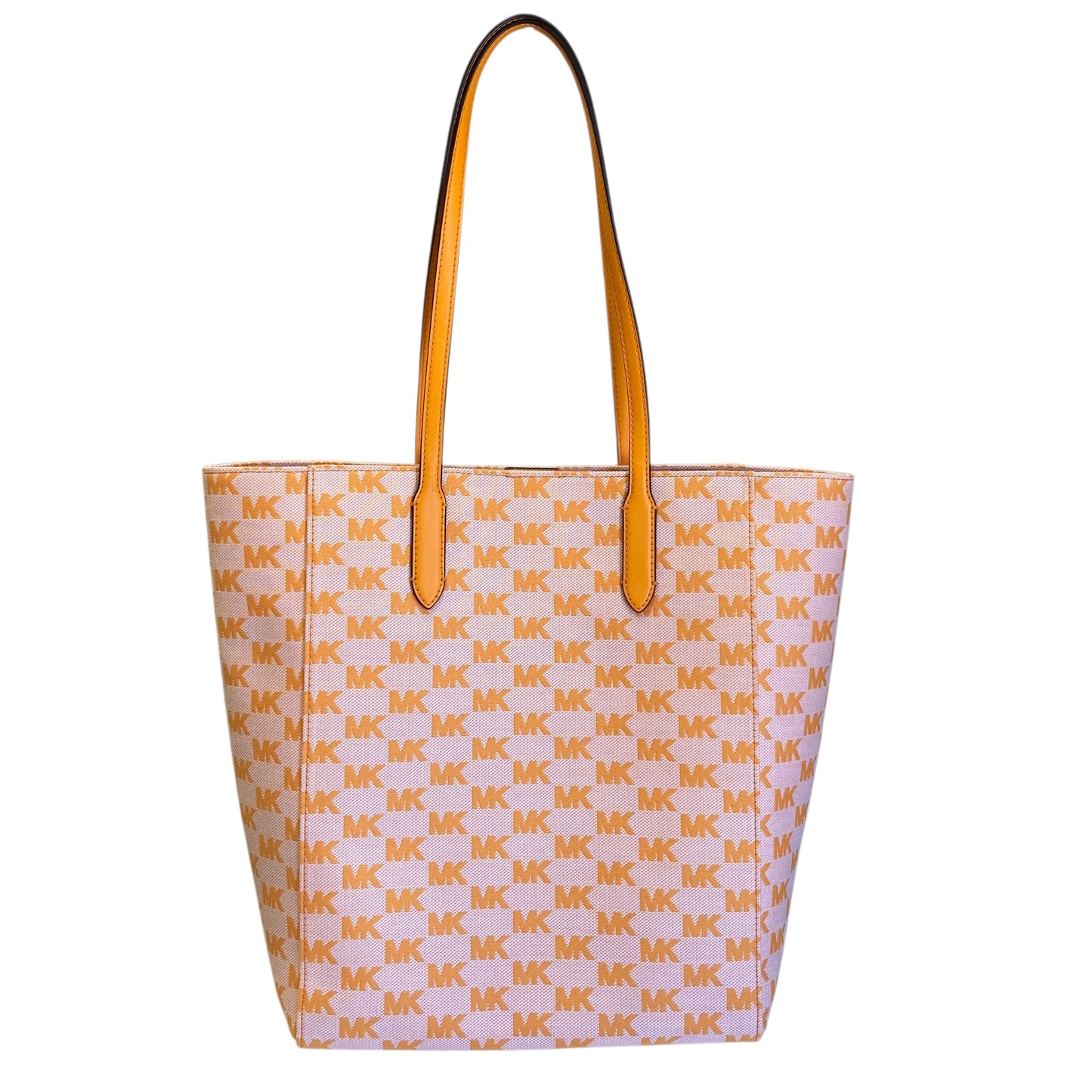 Handbag Designer By Michael Kors In Orange & White, Size:Large
