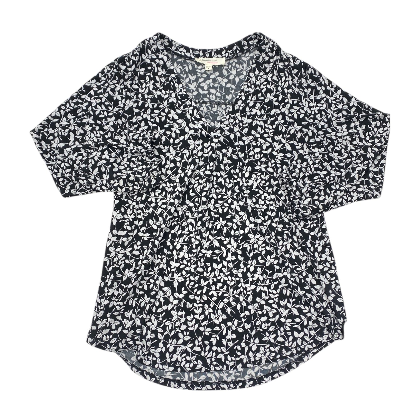 Top 3/4 Sleeve By Vince Camuto In Black & White, Size:S