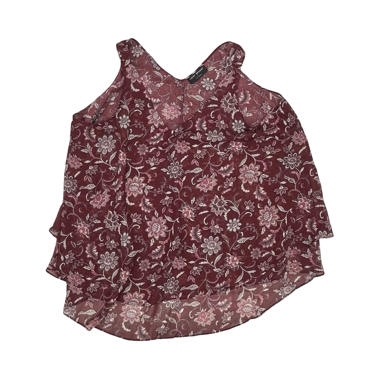 Blouse Sleeveless By Lane Bryant In Red & White, Size:1X