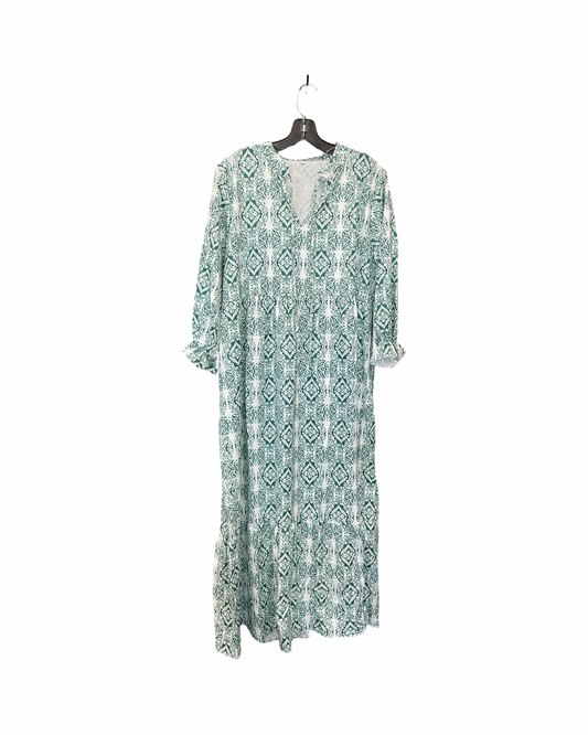 Dress Casual Maxi By Clothes Mentor In Green & White, Size:1X