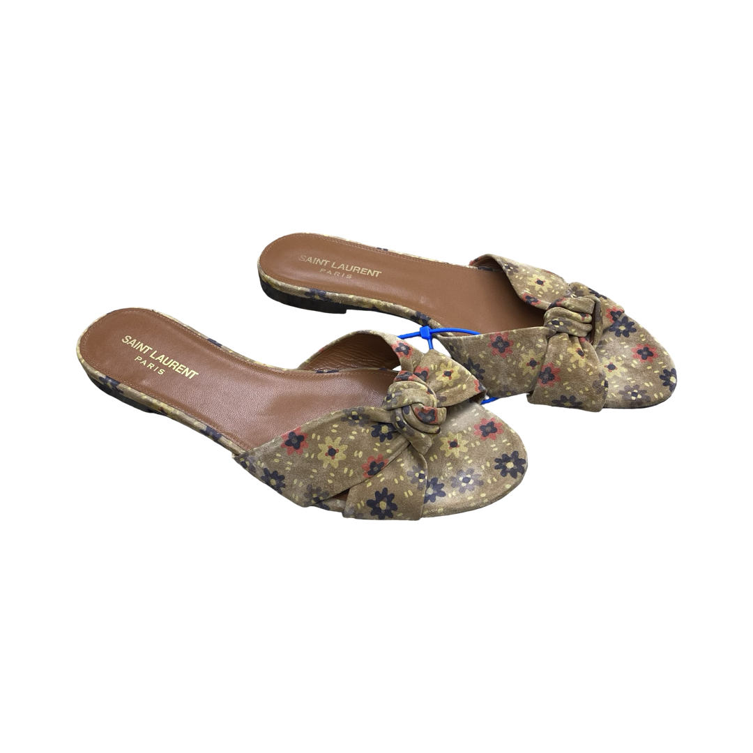 Sandals Luxury Designer By Yves Saint Laurent In Floral Print, Size:10.5