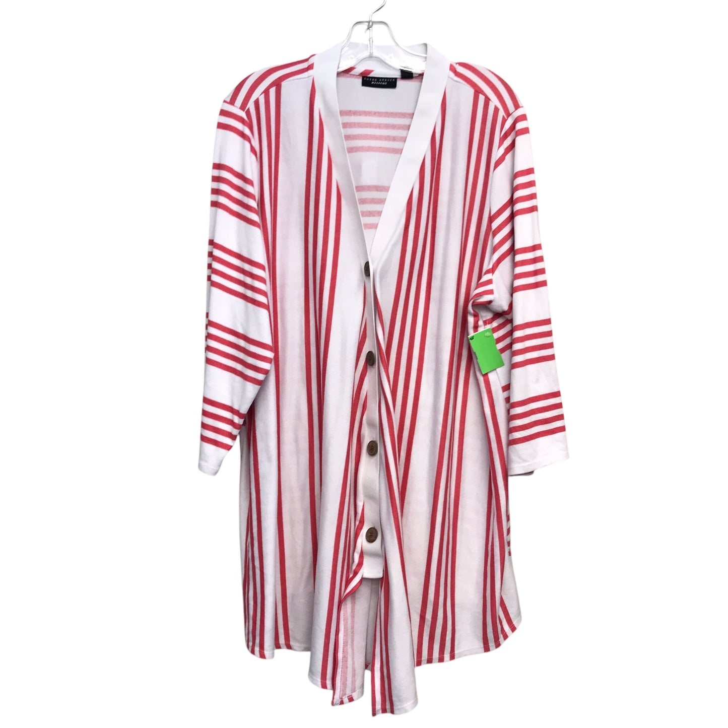 Cardigan By Susan Graver In Striped Pattern, Size:3X