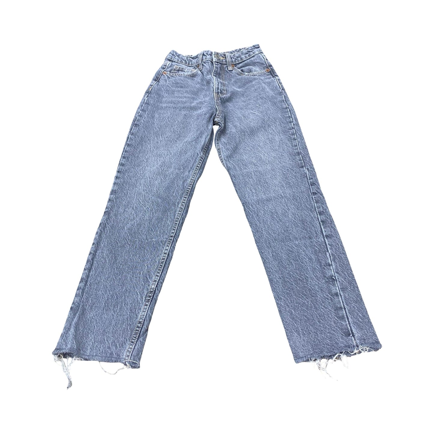 Jeans Straight By Zara In Grey Denim, Size:0