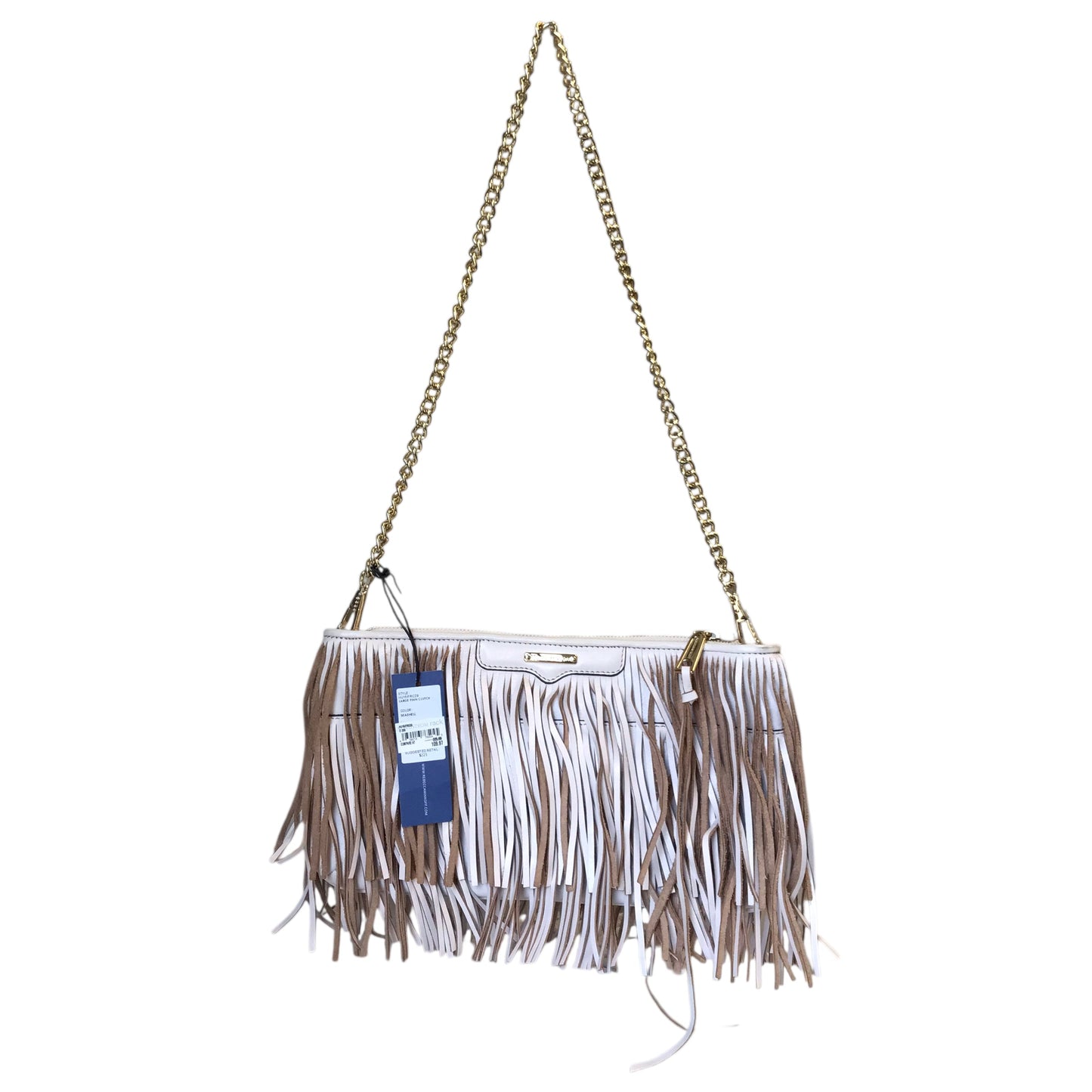 Clutch Designer By Rebecca Minkoff In Tan & White, Size:Medium