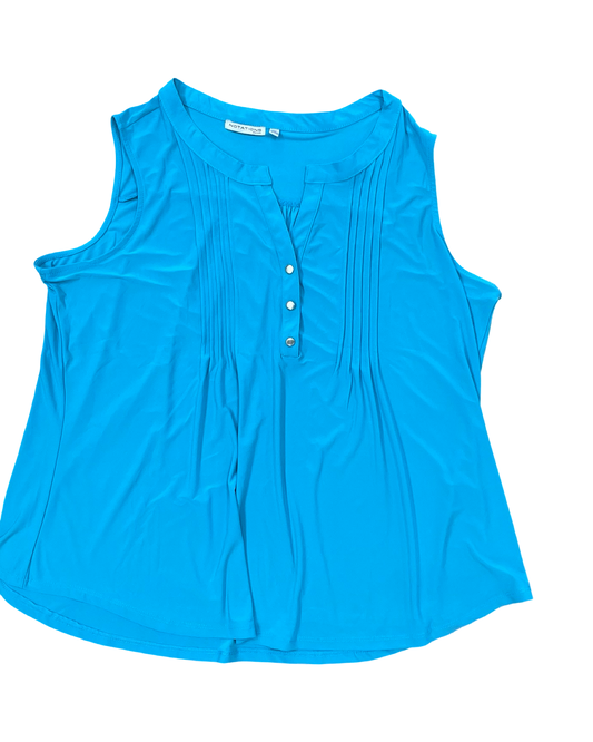 Top Sleeveless By Notations In Blue, Size:3X