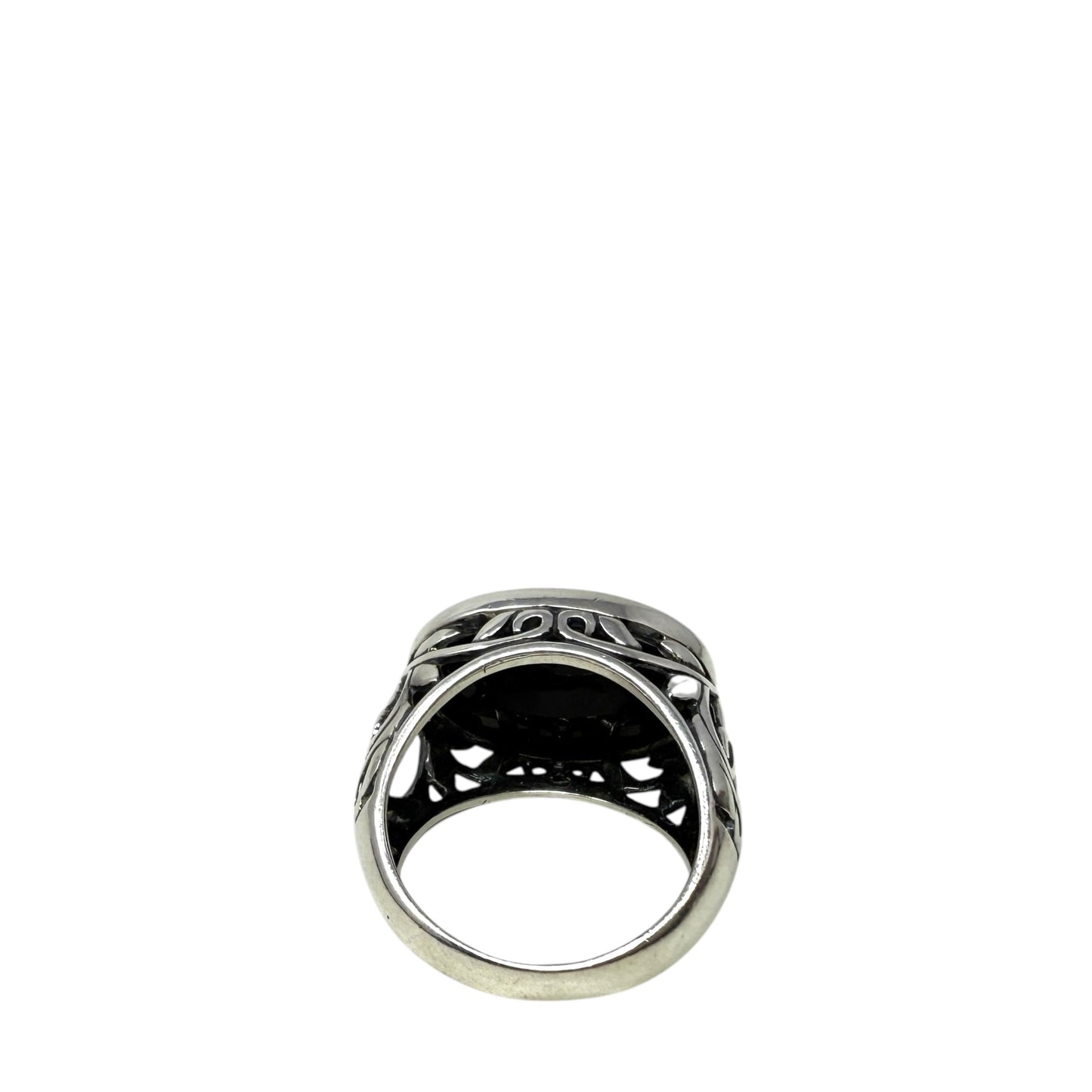 Sterling Silver, Onyx Chalcedony, Smoky Swirl Filigree Ring By Silpada, Size: 8