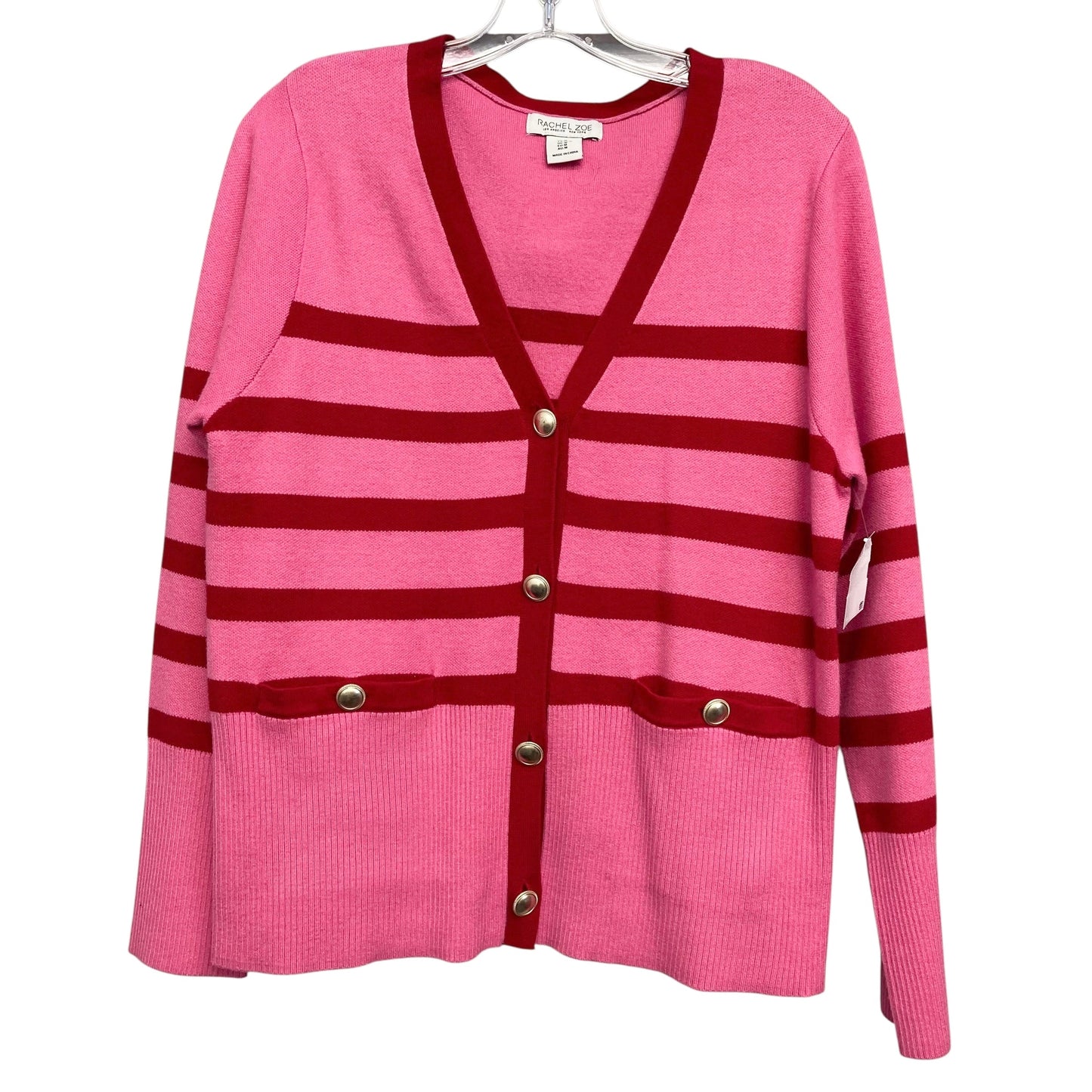 Sweater Cardigan By Rachel Zoe In Pink & Red, Size:M