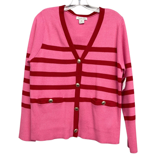 Sweater Cardigan By Rachel Zoe In Pink & Red, Size:M