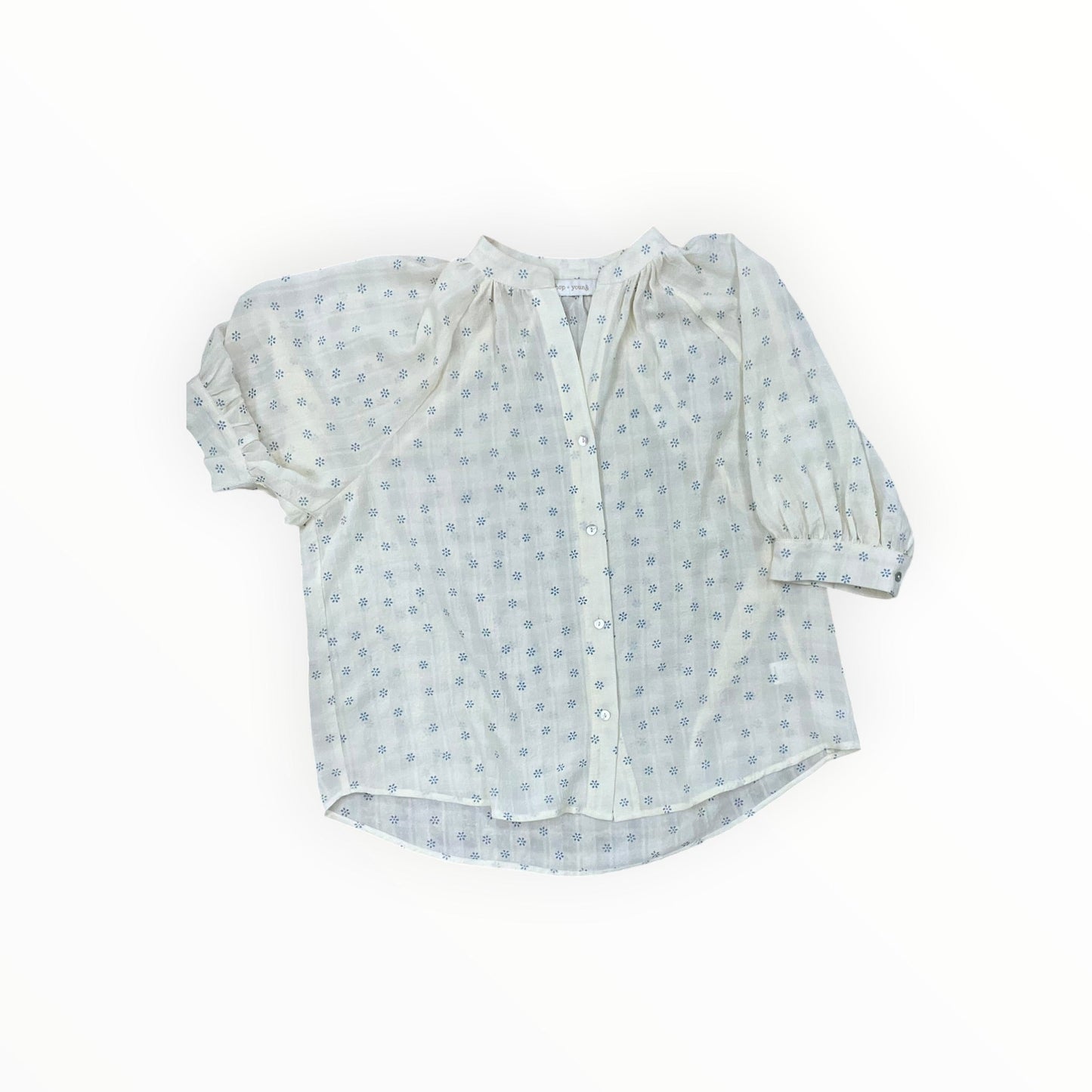 Top 3/4 Sleeve By Bishop + Young In Blue & Cream, Size:Xs