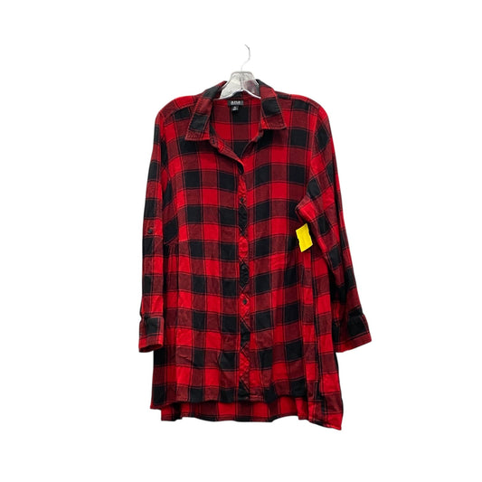 Blouse Ls By Ana In Black & Red, Size:Xl