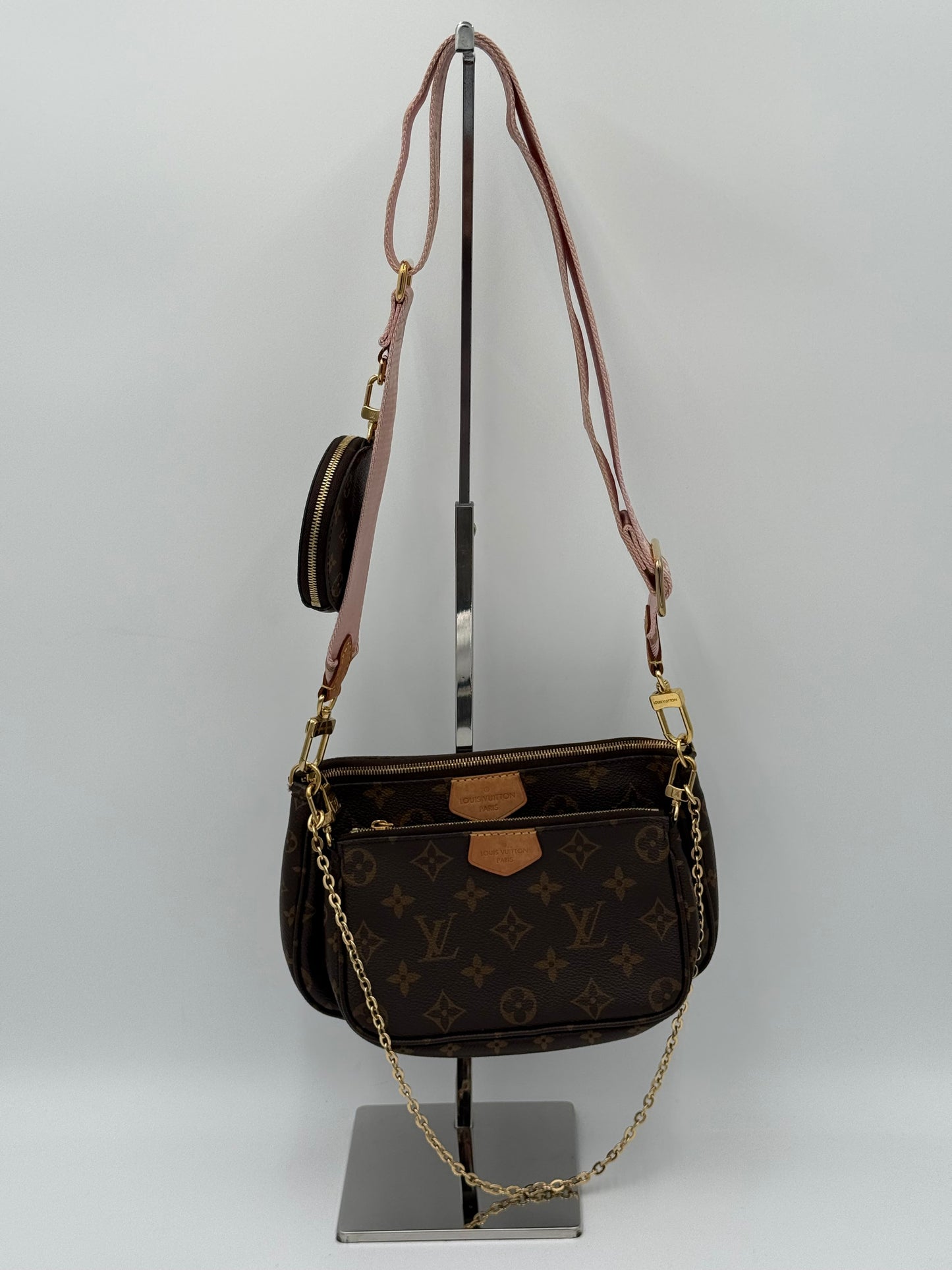 Crossbody Luxury Designer By Louis Vuitton In Brown & Pink, Size:Medium