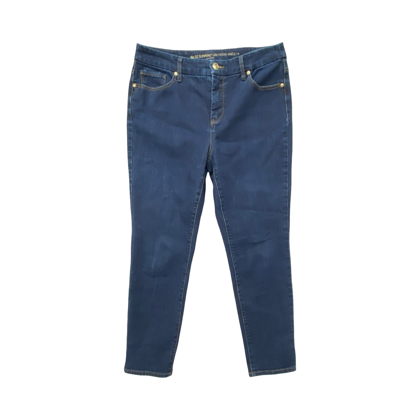 Jeans Boyfriend By Chicos In Blue Red & White, Size:0