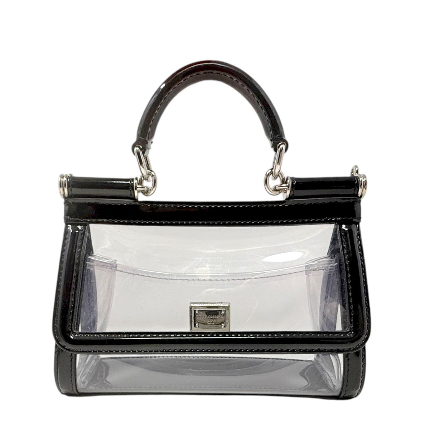 Sicily Small Transparent Top Handle Bag Luxury Designer By Dolce And Gabbana, Size: Small