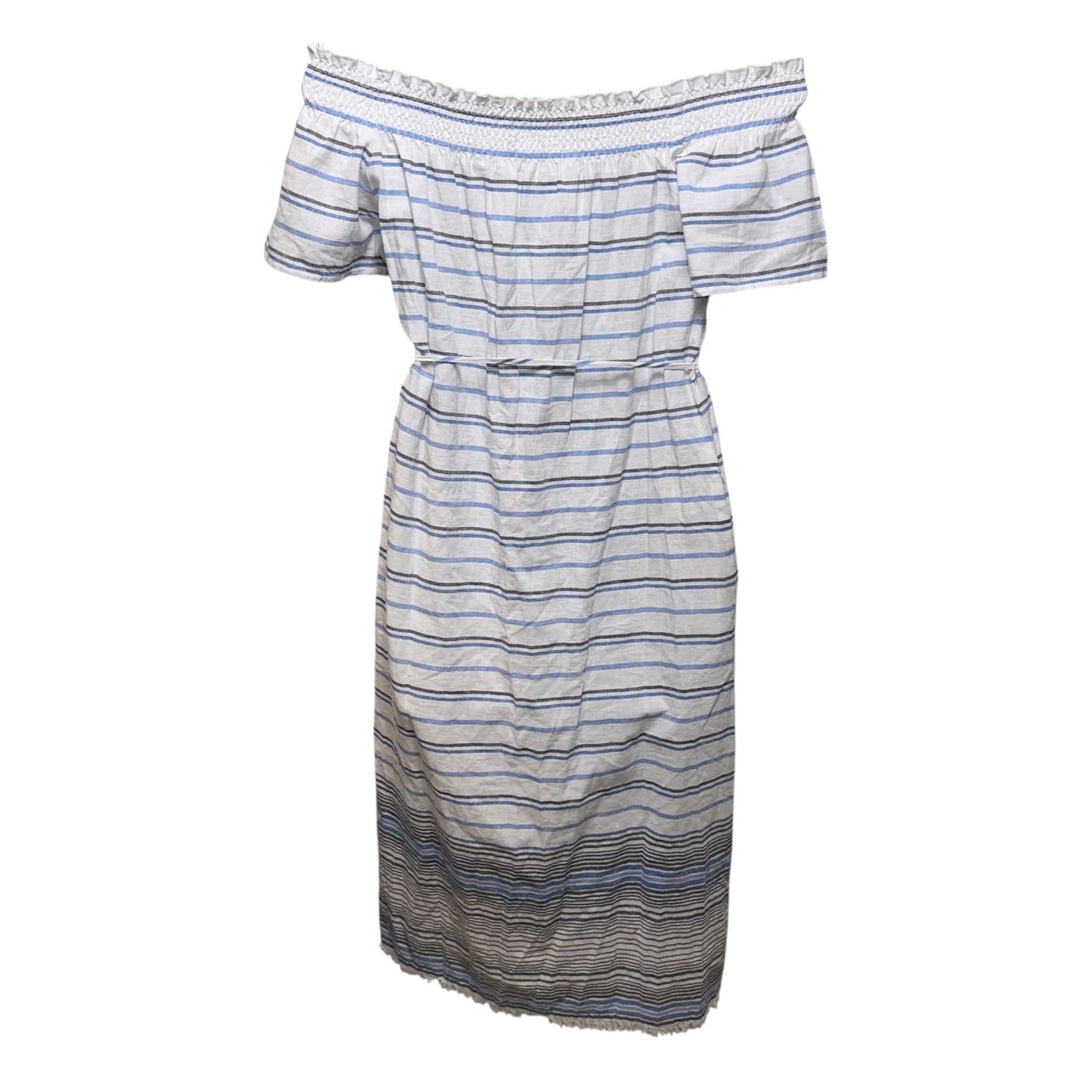 Linen-Cotton Midi Dress By Tommy Bahama In Striped Pattern, Size: M
