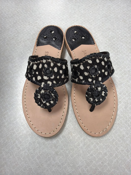 Sandals Flats By Jack Rogers In Black & Cream, Size:7