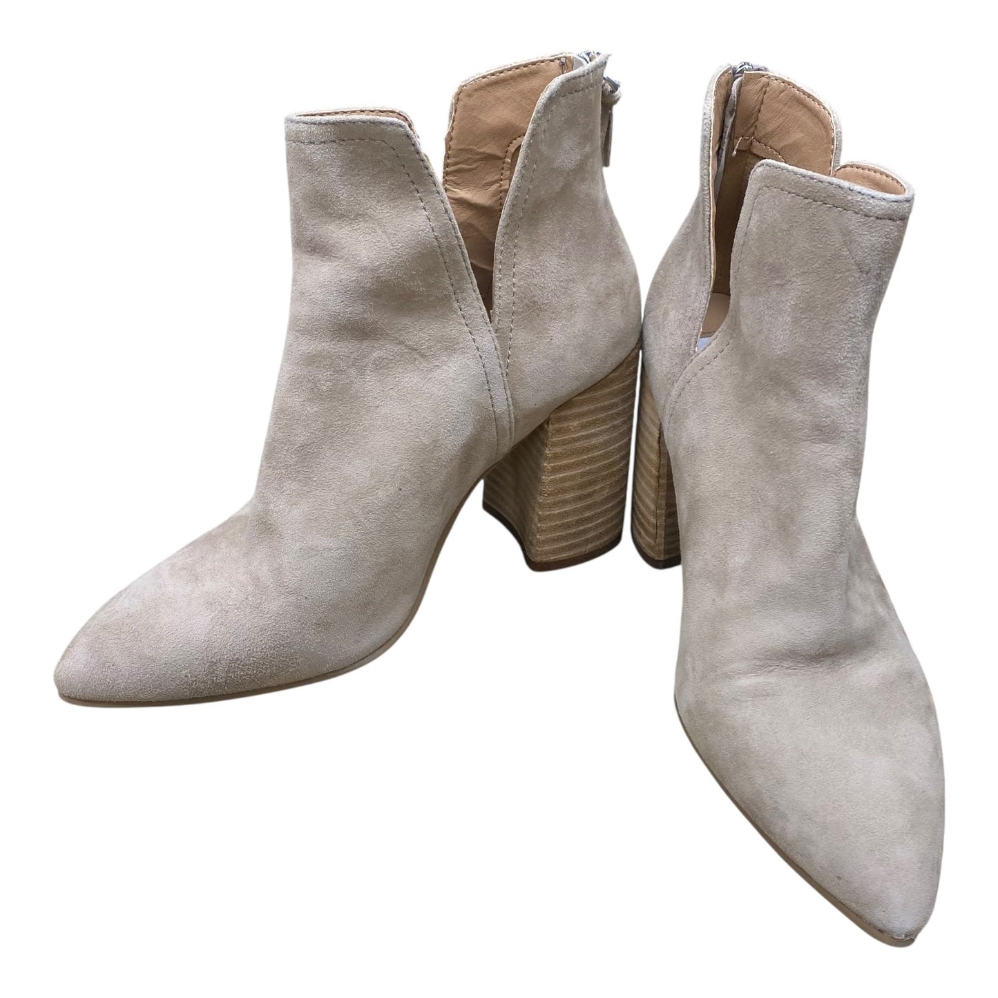 Boots Ankle Heels By Steve Madden In Beige, Size:8