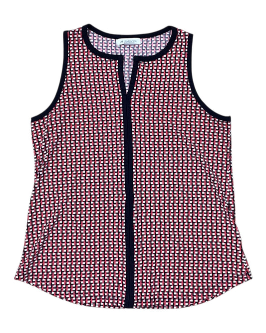 Top Sleeveless By Liz Claiborne In Blue Red & White, Size:M