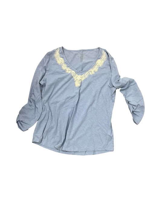 Top 3/4 Sleeve By Chicos In Blue, Size:M