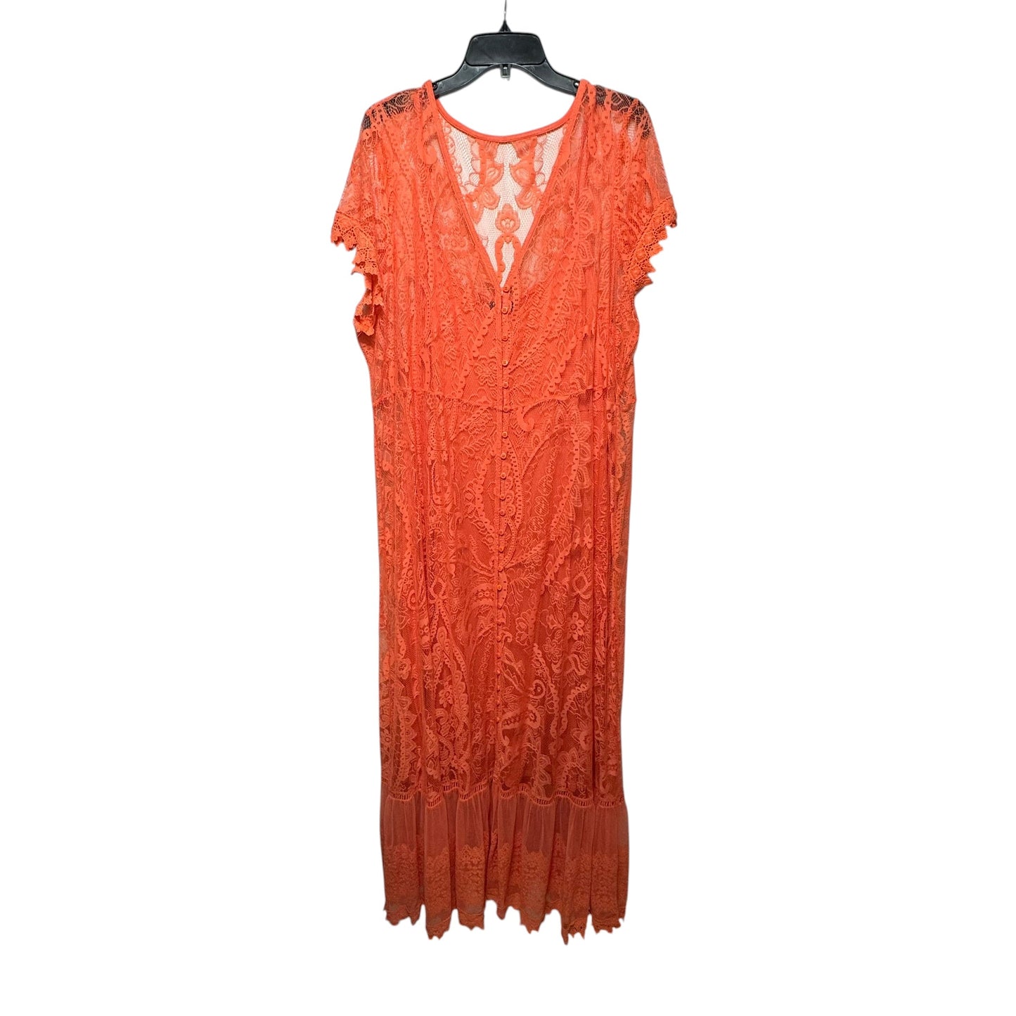 Lace Button Front Skate Dress  By Torrid In Coral, Size: 3x