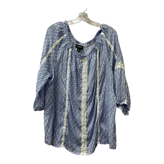 Top 3/4 Sleeve By In Studio In Blue, Size:2X