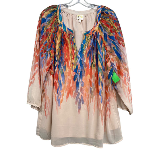 Top 3/4 Sleeve By Figuero & Flower In Peach, Size:2X