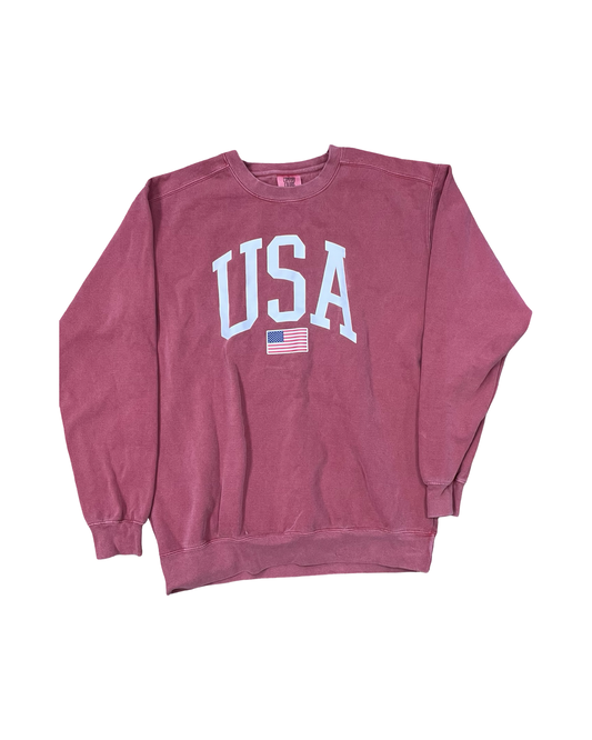 Sweatshirt Crewneck By Comfort Colors In Red, Size:M