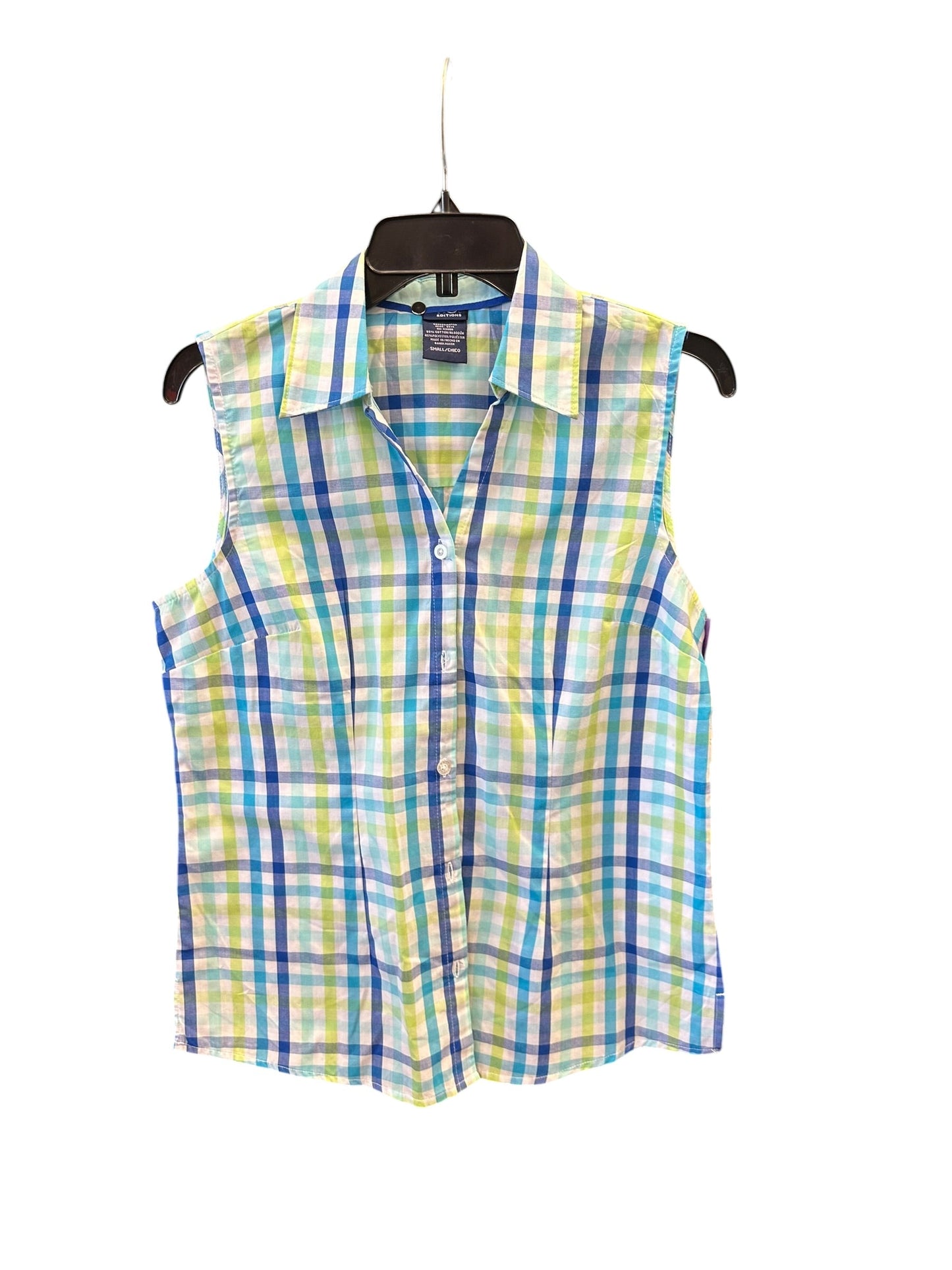 Top Sleeveless By Basic Editions In Blue & Green, Size:S