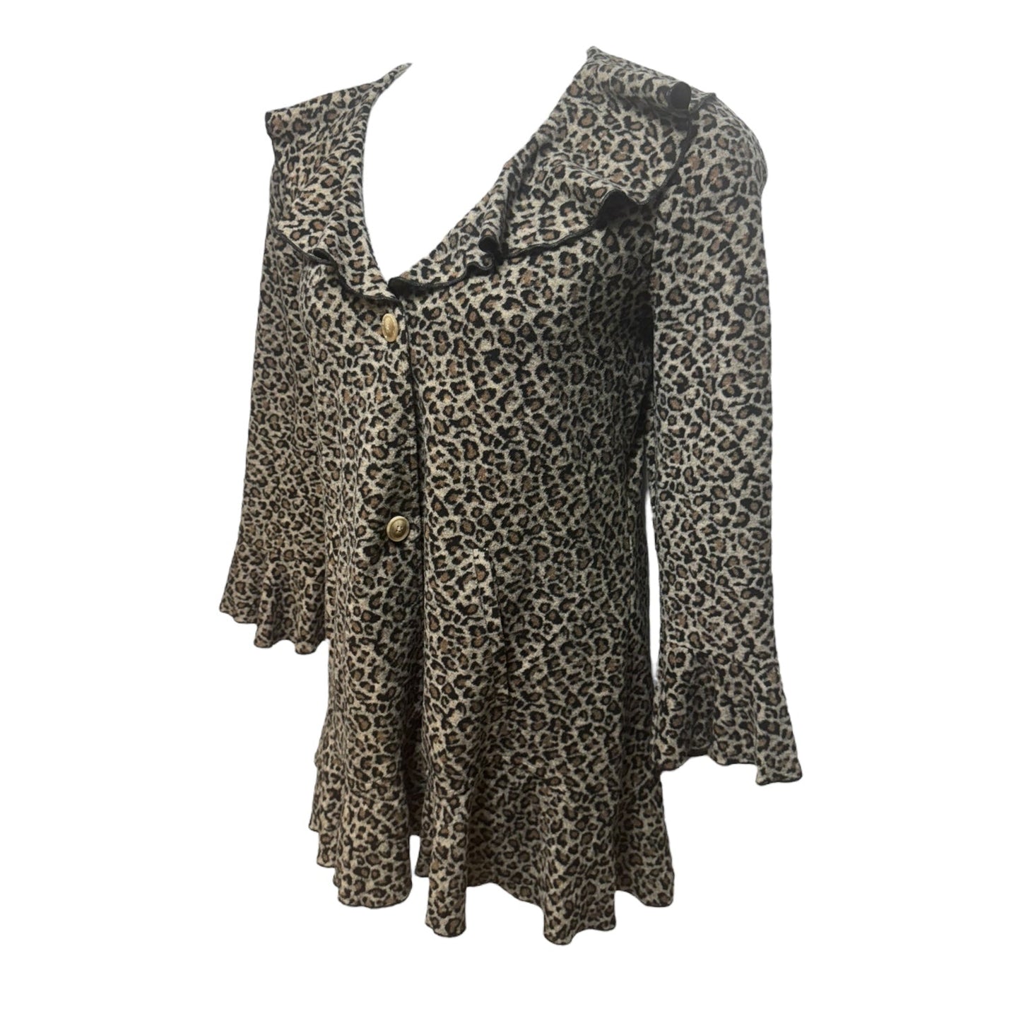 Ruffle Sweater Cardigan By J Mclaughlin In Animal Print, Size: M