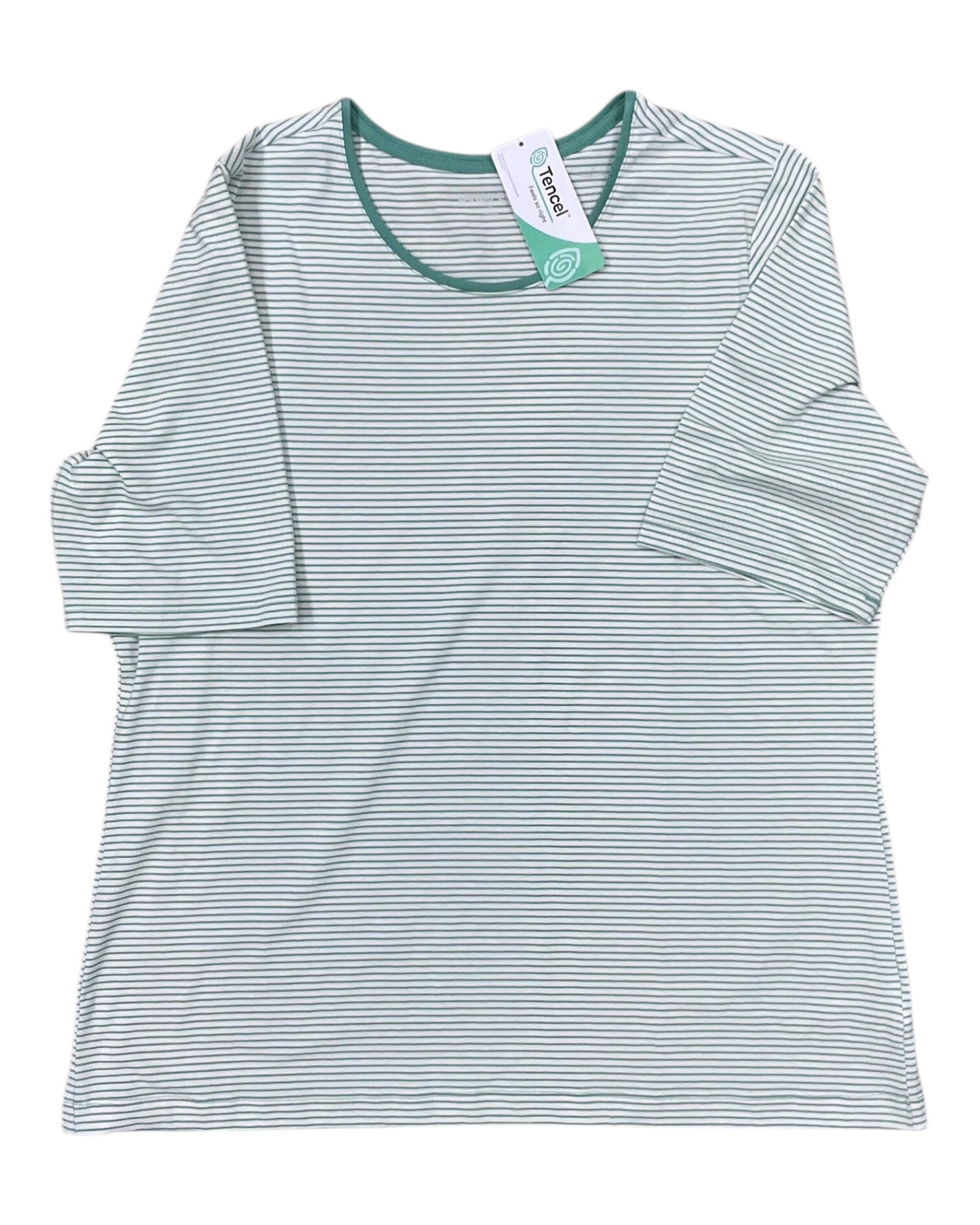 Top Ss By Lands End In Green & White, Size:1X