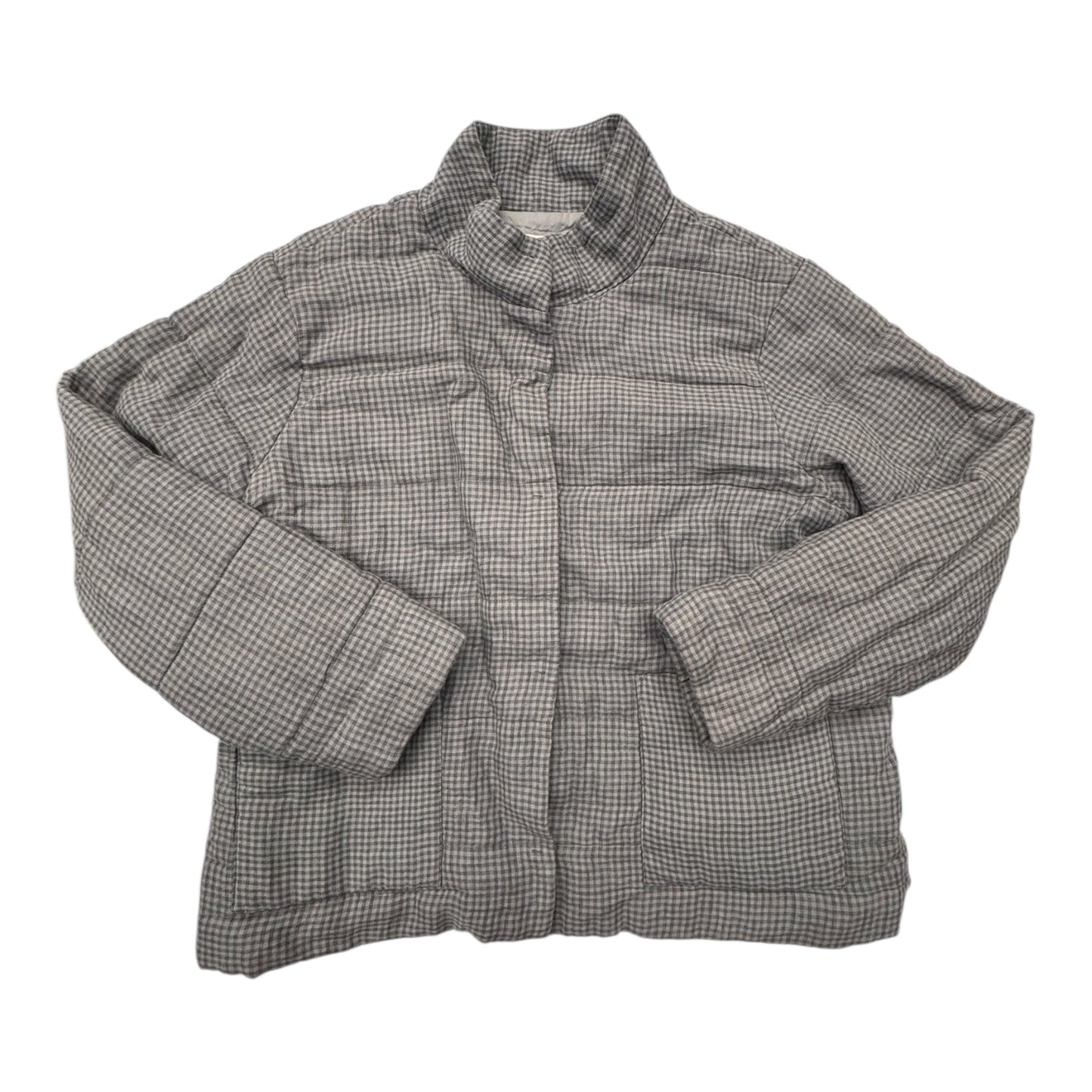 Jacket Designer By Eileen Fisher In Grey, Size:L
