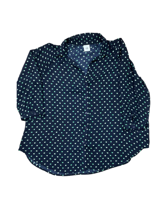 Blouse 3/4 Sleeve By Cabi In Blue & Green, Size:M