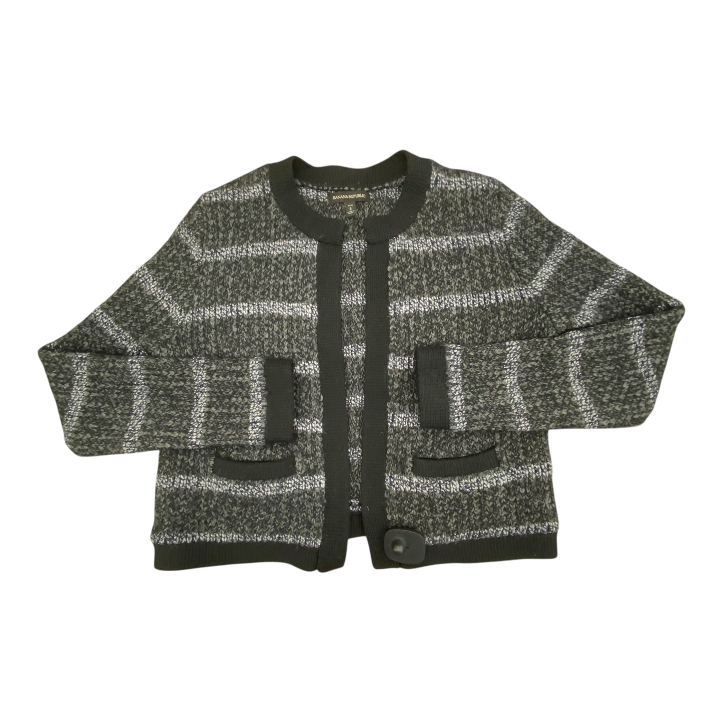 Sweater Cardigan By Banana Republic In Black & Grey, Size:S