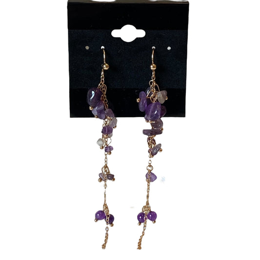 Earrings Dangle/Drop In Gold & Purple