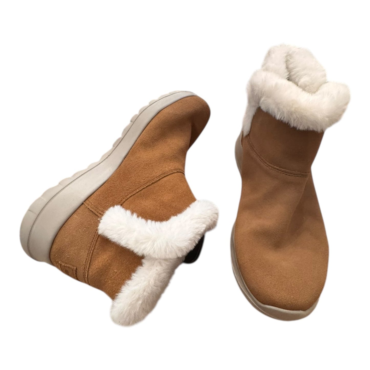 Boots Ankle Flats By Skechers In Brown & White, Size:8