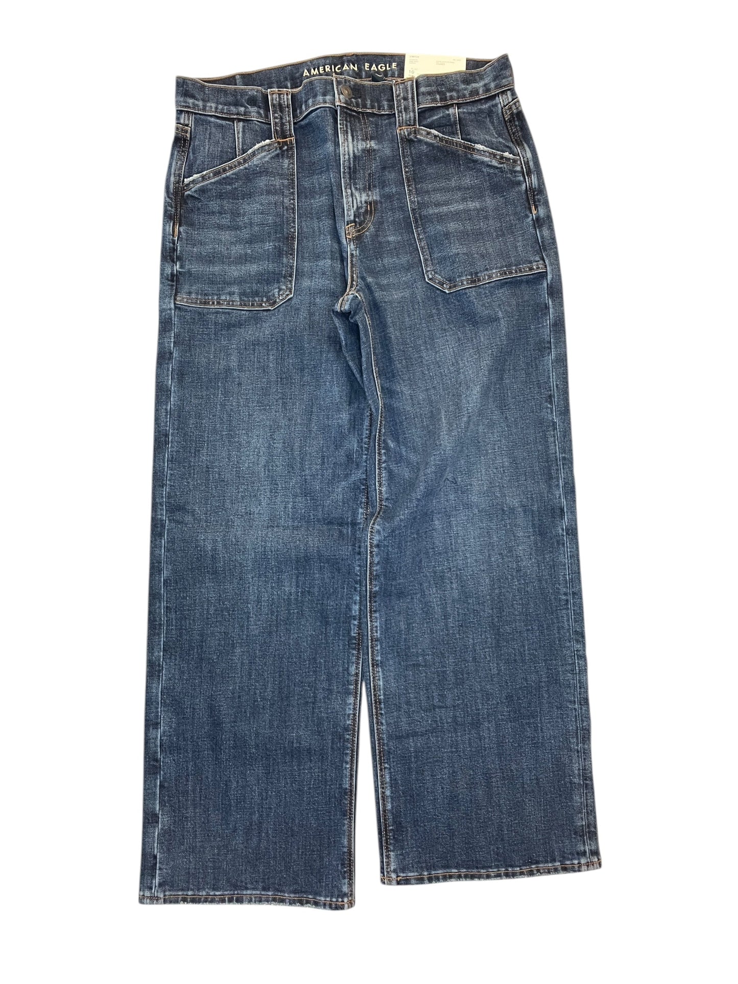 Jeans Wide Leg By American Eagle In Blue Denim, Size:10