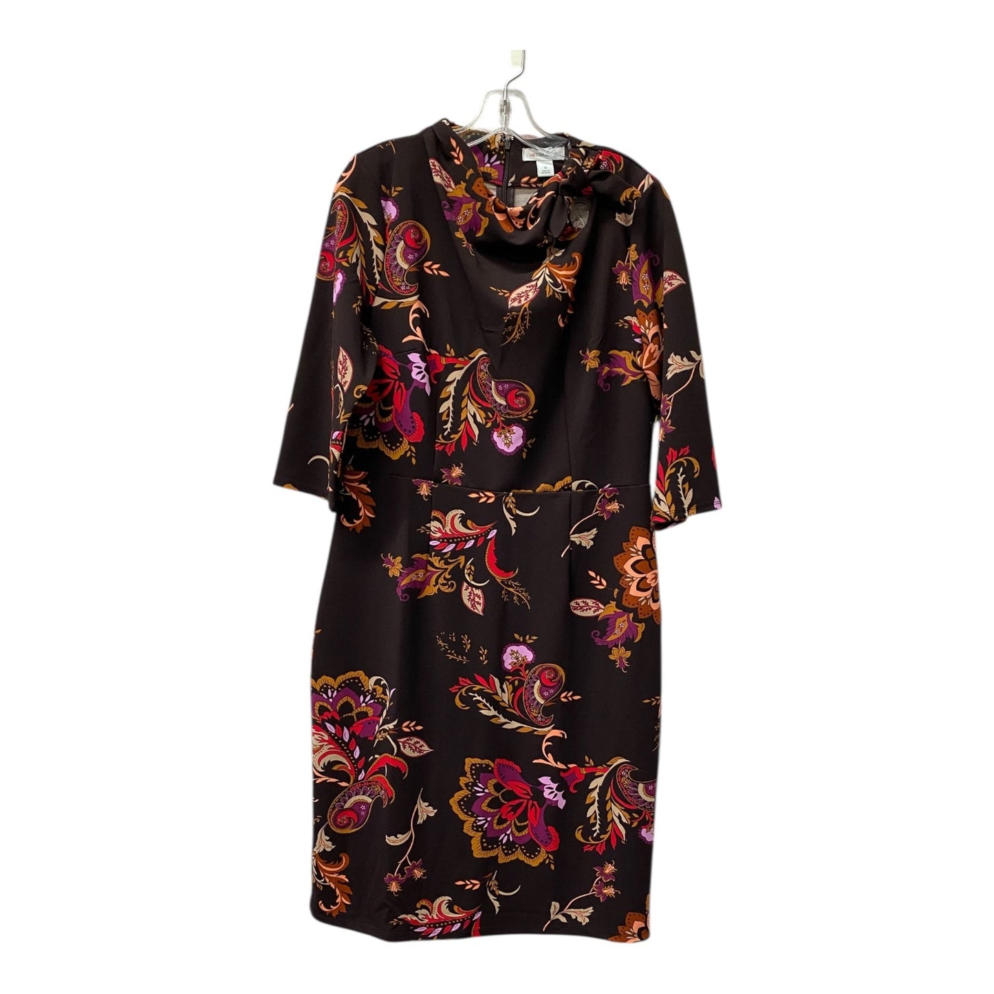 Dress Casual Midi By Liz Claiborne In Brown & Purple, Size:L