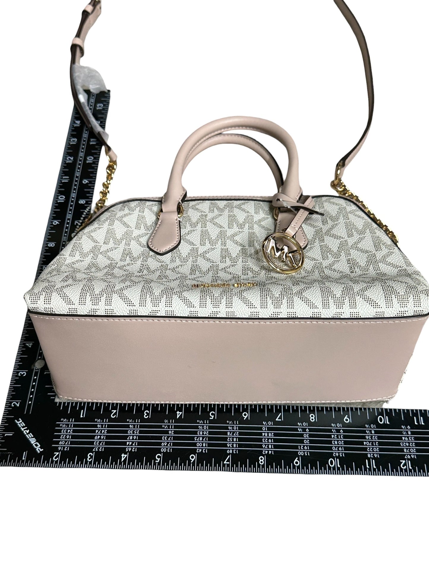 Handbag Designer By Michael Kors In Cream & Pink, Size:Medium