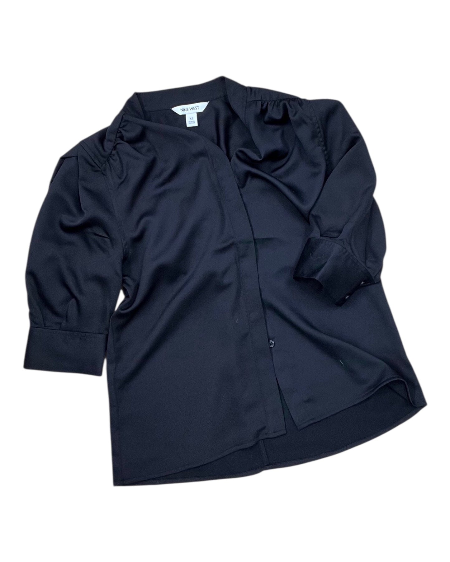 Blouse Ss By Nine West In Black, Size:Xs