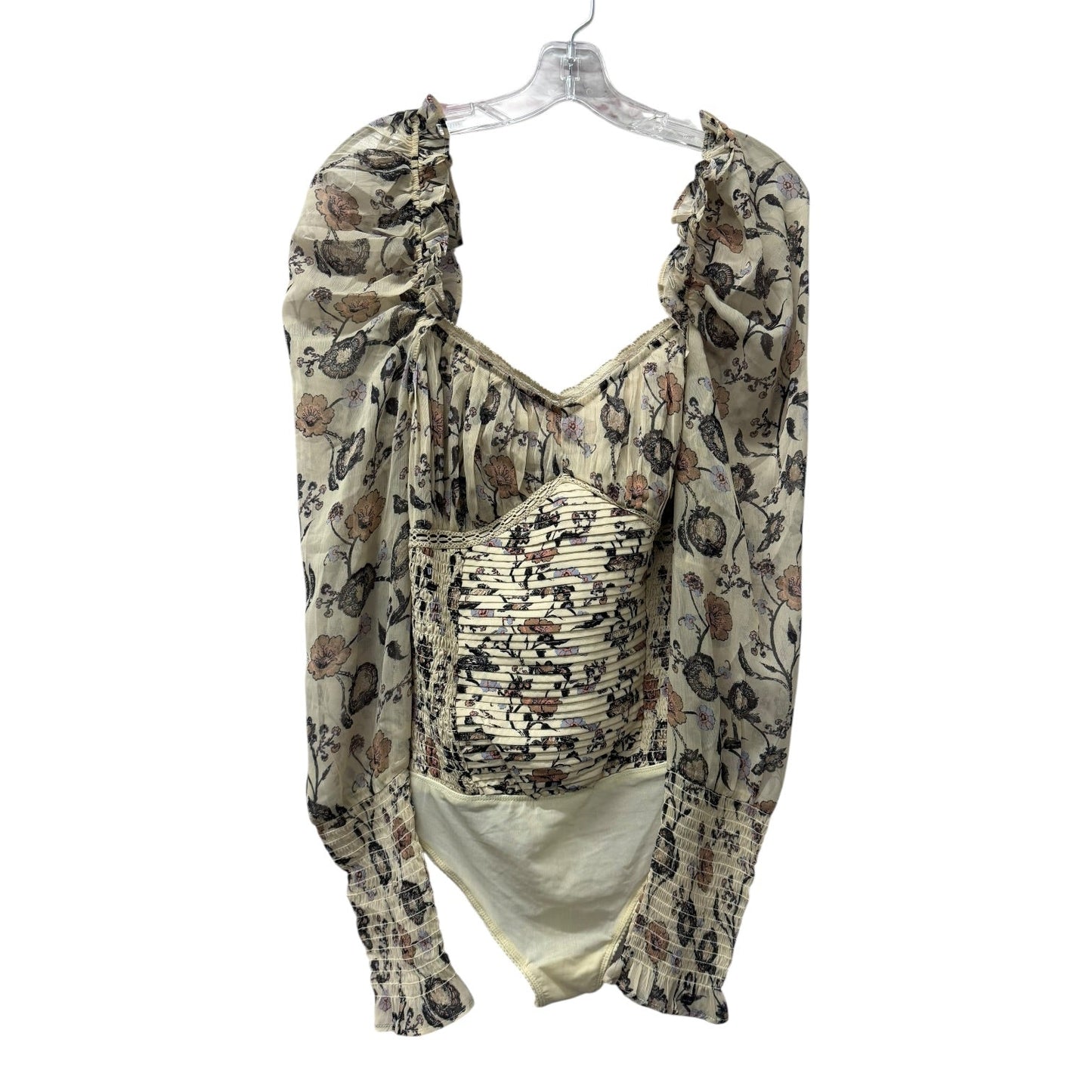 Bodysuit By Free People In Cream & Purple, Size:L