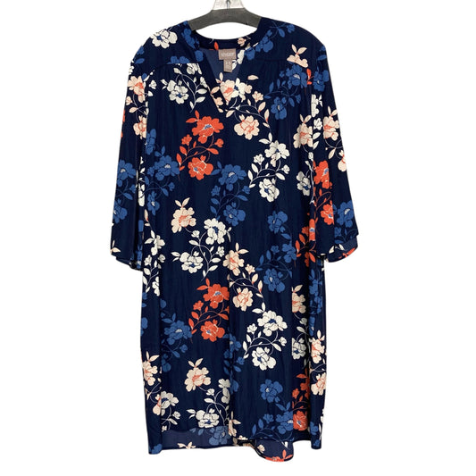 Dress Casual Midi By Chicos In Blue & White, Size:L