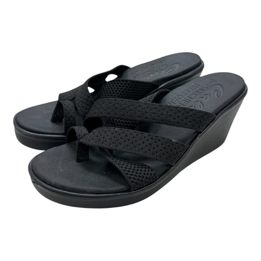 Sandals Heels Wedge By Skechers In Black, Size:6.5