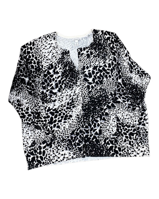 Cardigan By Croft And Barrow In Black & Cream, Size:2X