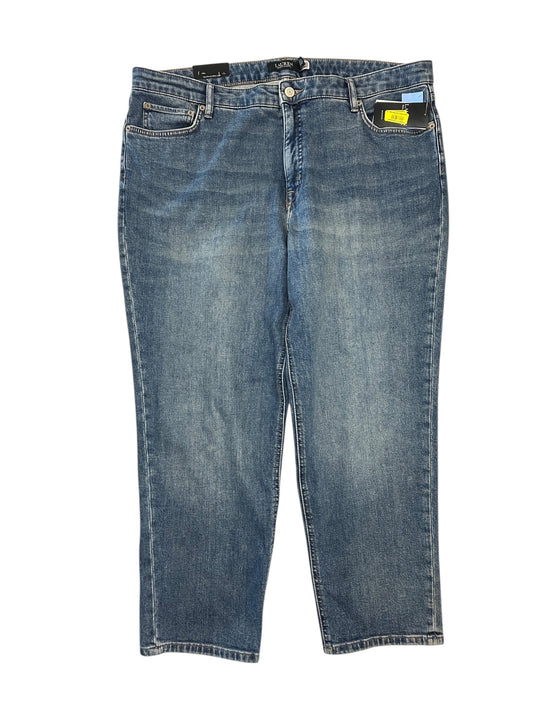 Jeans Straight By Lauren By Ralph Lauren In Blue Denim, Size:18