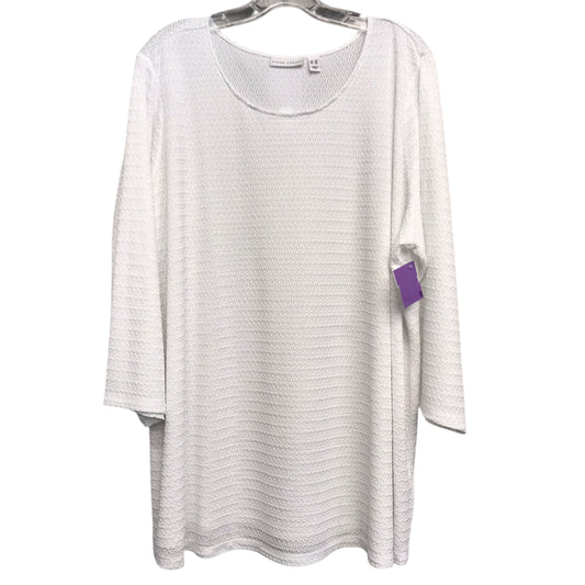 Top 3/4 Sleeve By Susan Graver In White, Size:3X