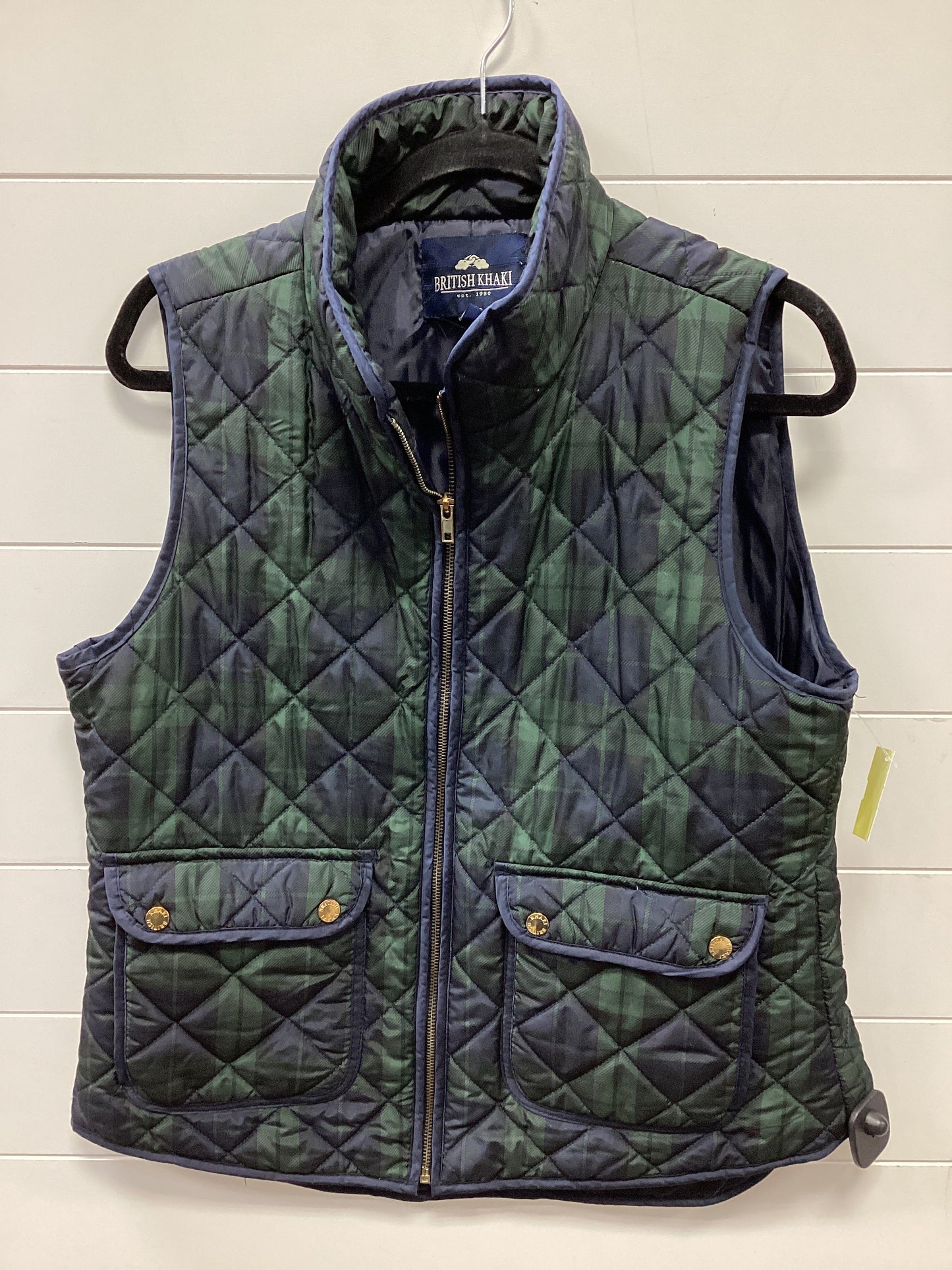 Vest Puffer & Quilted By British Khaki In Plaid Pattern, Size:Xl