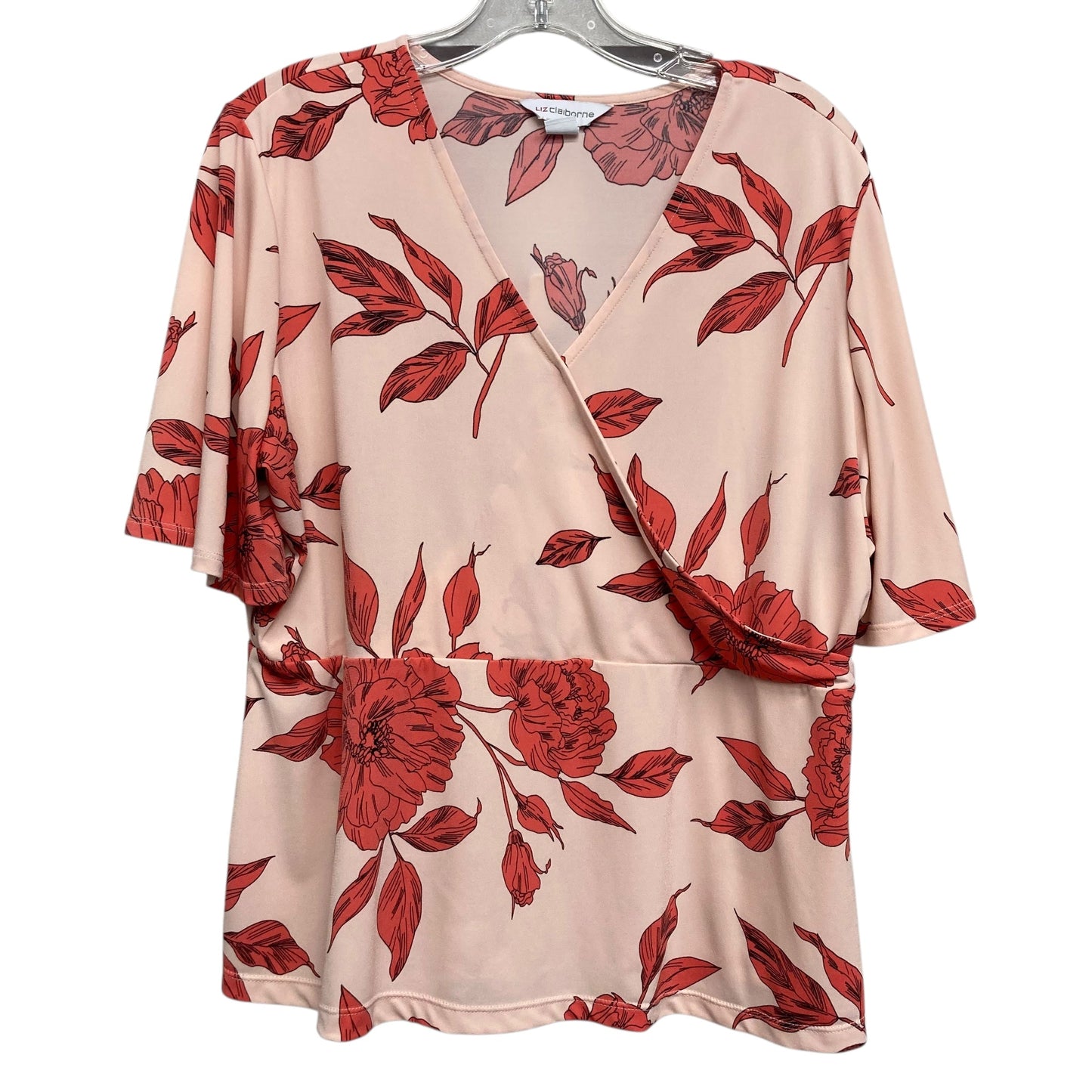 Top Ss By Liz Claiborne In Orange & Pink, Size:L