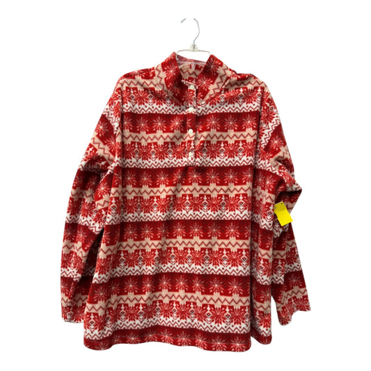 Jacket Fleece By Croft And Barrow In Red & White, Size:3X
