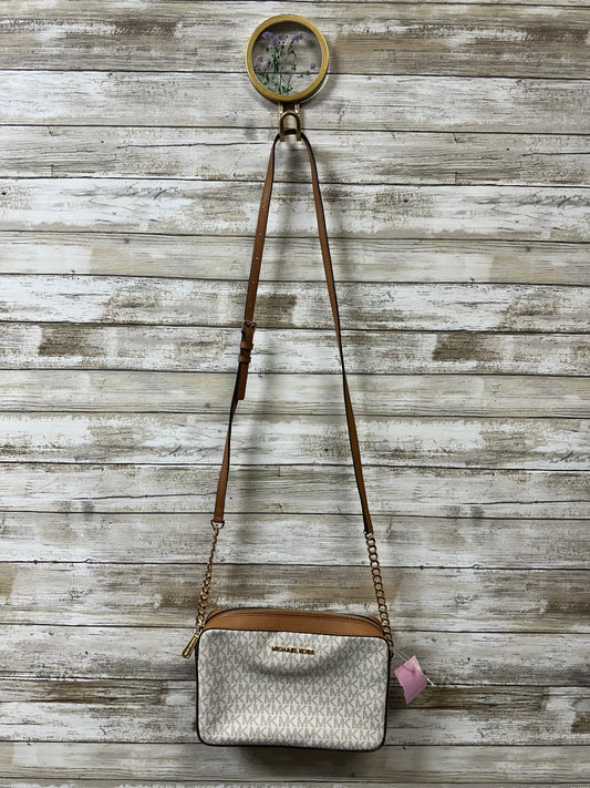 Crossbody Designer By Michael Kors In Brown & White, Size:Medium